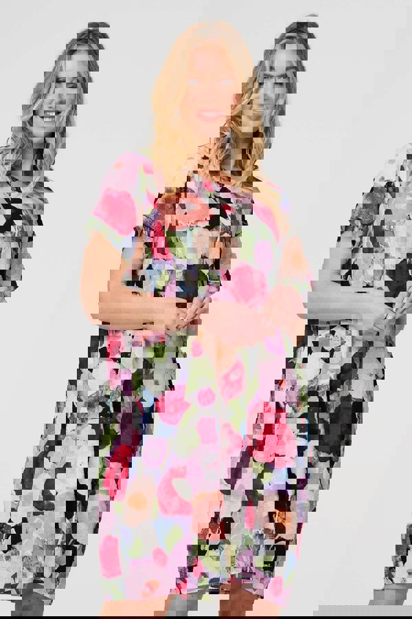 Red | Abstract Relaxed Short Shift Dress
