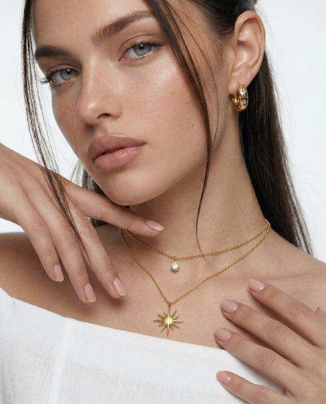 Elk & Bloom Chubby 14k Gold Gemstone Huggie Hoops