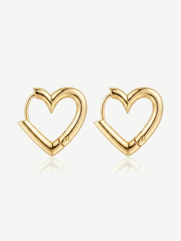 MUCHV Bold Heart Hoop Earrings - Gold