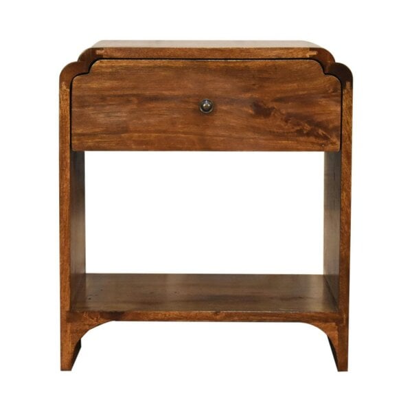 Wyld Haus Lanta Mango Wood Scalloped Bedside Table with Drawer