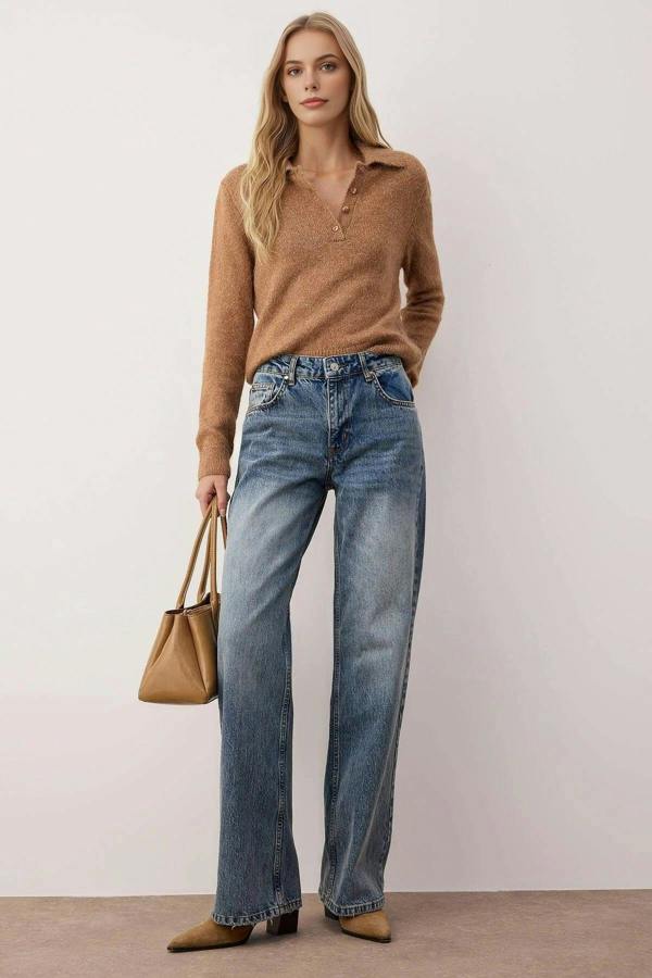 WOVCOR Normal Waist Wide Leg Jeans