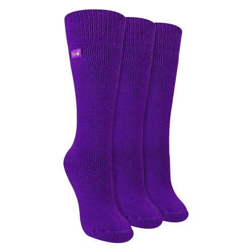 THMO Ladies 3 Pack Extra Long Thermal Socks Warm Winter Knee High Boot Socks - 4-8 UK - Purple