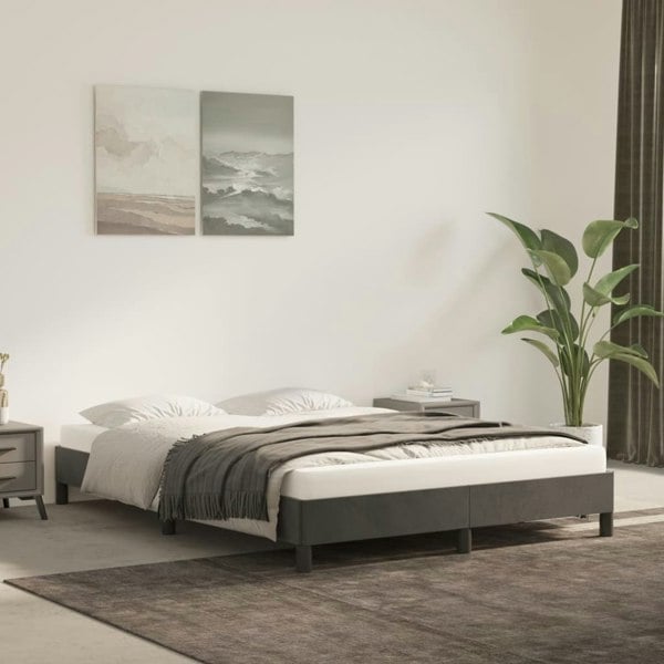 Berkfield Bed Frame Dark Grey 135x190 cm 4FT6 Double Velvet