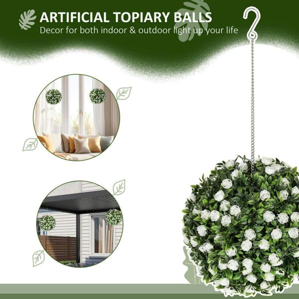 Dyzi Set of 2 Artificial Rose Topiary Balls 28cm Hanging Faux Plants