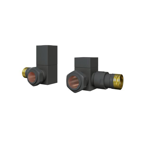 Flode Corner Square Manual Radiator Valve Pack | 15mm x 1/2″ | Anthracite