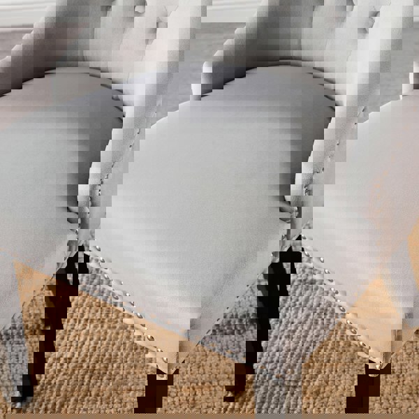 Life Interiors Single Velvet Dining Chair Ergonomic Scoop Knockerback & Button Tufted Wood Legs