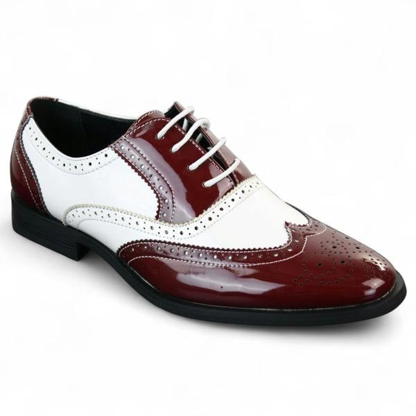 Dolcetto Men's Patent Lace-Up Red White Brogues Smart Dress Shoes