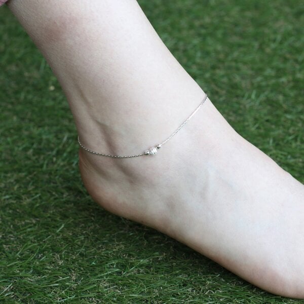 The Colourful Aura Sterling Silver Bead Summer Indie Boho Silver Indian Payal Anklet