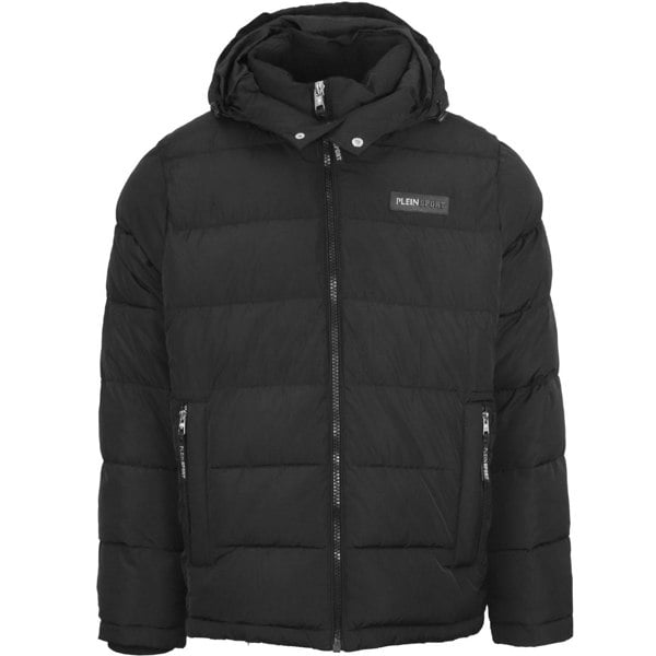 Plein Sport Patch Logo Padded Jacket Coat - Black