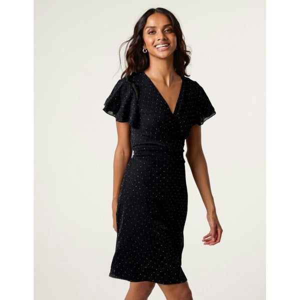 Blue Vanilla Rhinestone Diamante Wrap Dress