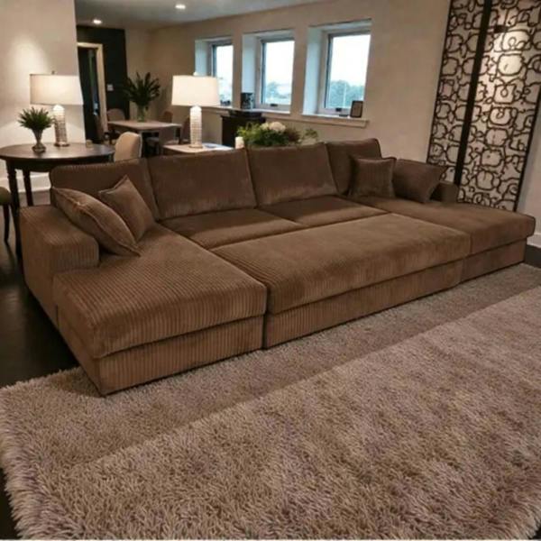 Snug Furniture Large Spacious Double Corner Sofa With Footstool Jumbo Cord