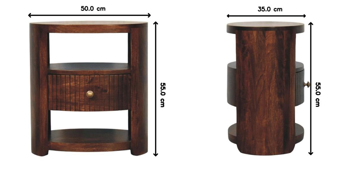Artisan Furniture Solid Wood Bordeaux Bedside, 1 Drawer & 2 Open Slots, Brown