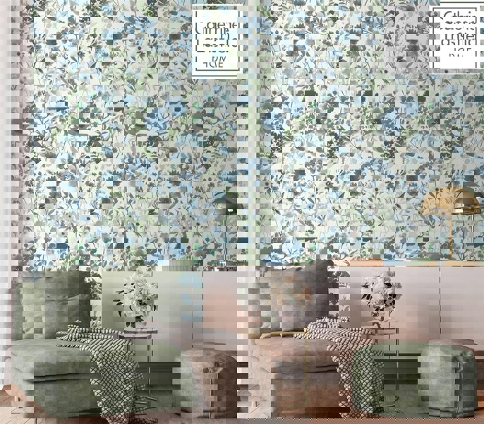 Muriva Countryside Floral Floral Blue Wallpaper