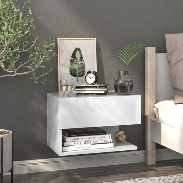 Berkfield Wall-mounted Bedside Cabinet White