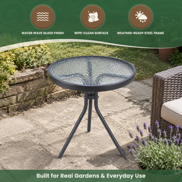 Metal Framed Glass Top Garden Side Table