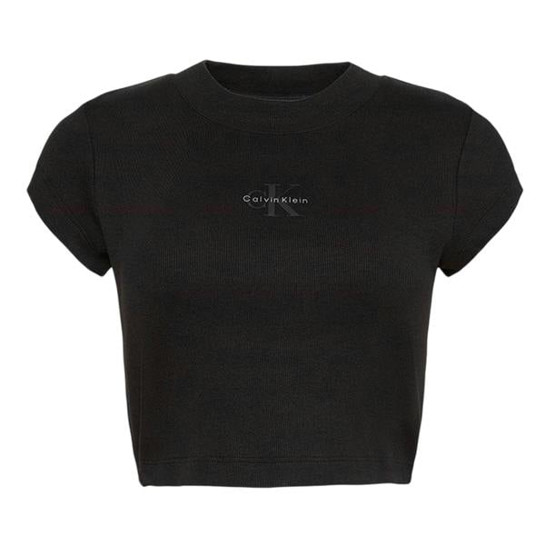 Calvin Klein Womens/Ladies Mono Logo Ribbed Crop Top - Black - 