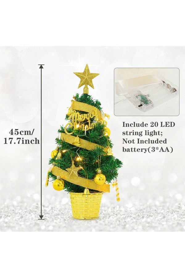 Living and Home Mini Artificial Pine Tree with Christmas Ornaments Desktop Decoration