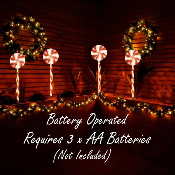 63cm Outdoor Red Lollipop Candy Cane Light Set of 4, Battery Operated with 8 Modes and Timer image 7