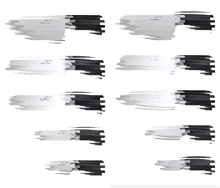 Arthur Price Kitchen 6 Piece Black and Wooden Knife Block Set