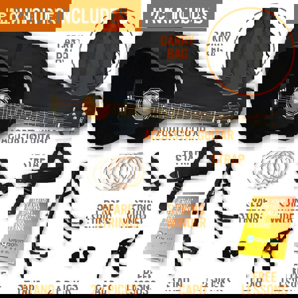 3rd Avenue Full Size Acoustic Guitar Premium Pack Black Acoustic Guitars#Colour_Black