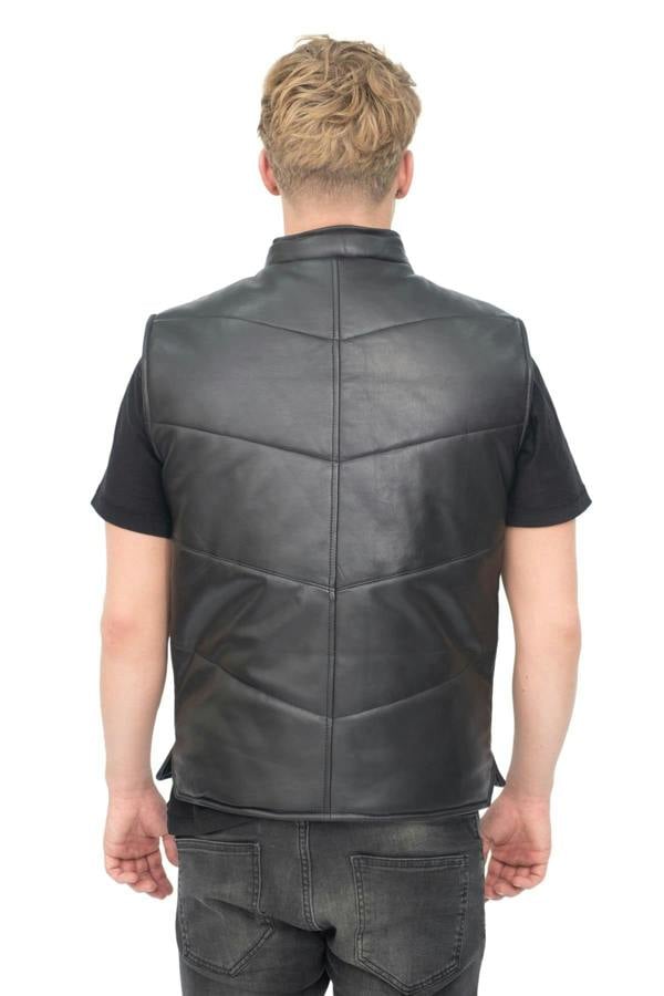 Infinity Leather Mens Classic Leather Puffer Waistcoat-Nottingham