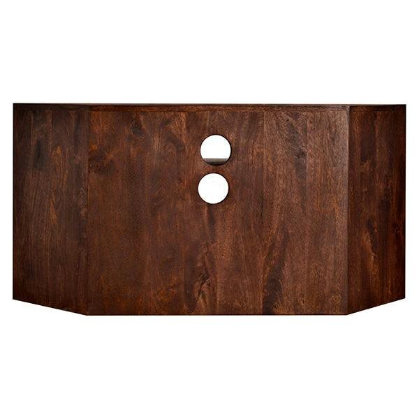 Wyld Haus Phuket Dark Mango Wood Corner TV Unit 4 Drawers 6 Shelves