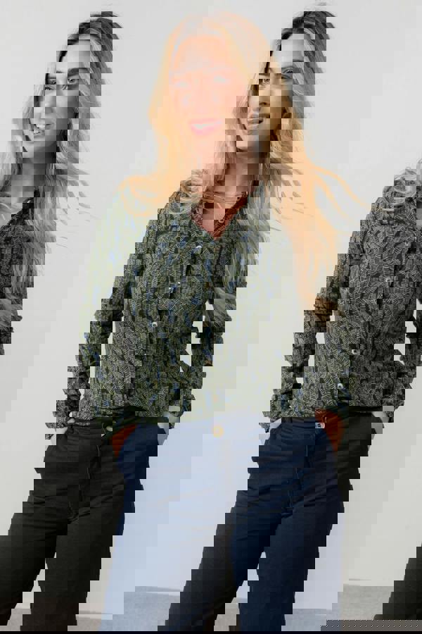 Lily & Me Hannah Organic Cotton Jersey Frill Shirt Navy