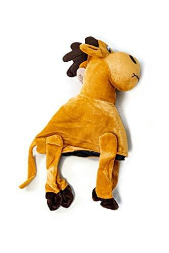 Reindeer Plush Novelty Christmas Hat for Adults and Kids, Soft Beige Fancy Dress Headwear image 8