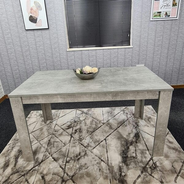 Kosy Koala Stone Grey Effect Wood Dining Table Set with 4 Cream Plastic Chairs Modern Dining Room Furniture