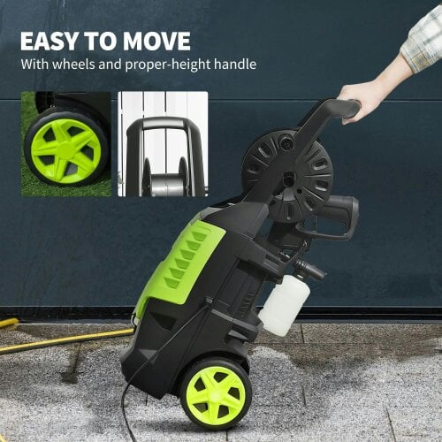 Bobobiy 2200W High Pressure Washer, 170 Bar, 420 L/h, Adjustable Nozzle, 6m Hose and Reel, Electric Jet Cleaner
