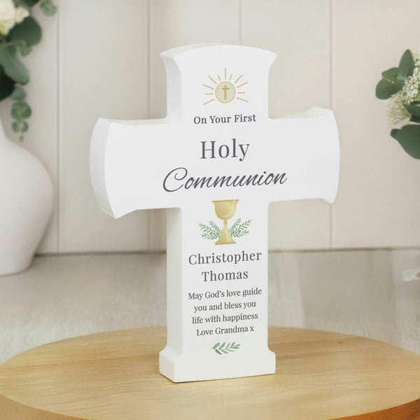 Personalised Memento Company Personalised Holy Communion Cross Wooden Ornament