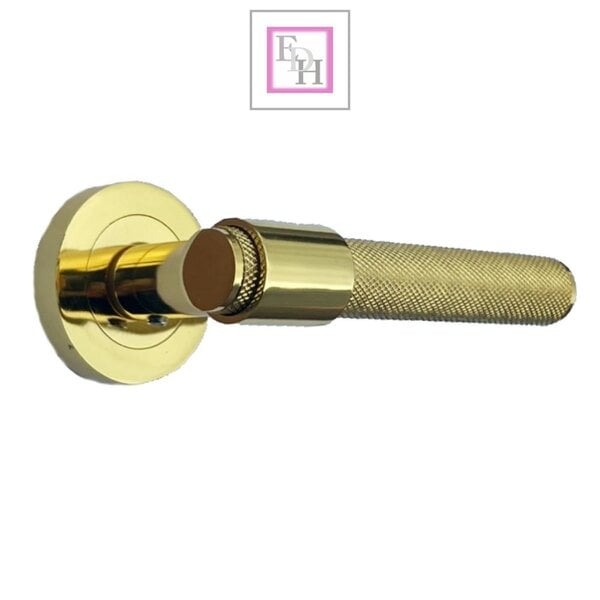 EDH Door Hardware Knurled Polished Brass Door Handles – Internal Lever Handle Packs with Fixings