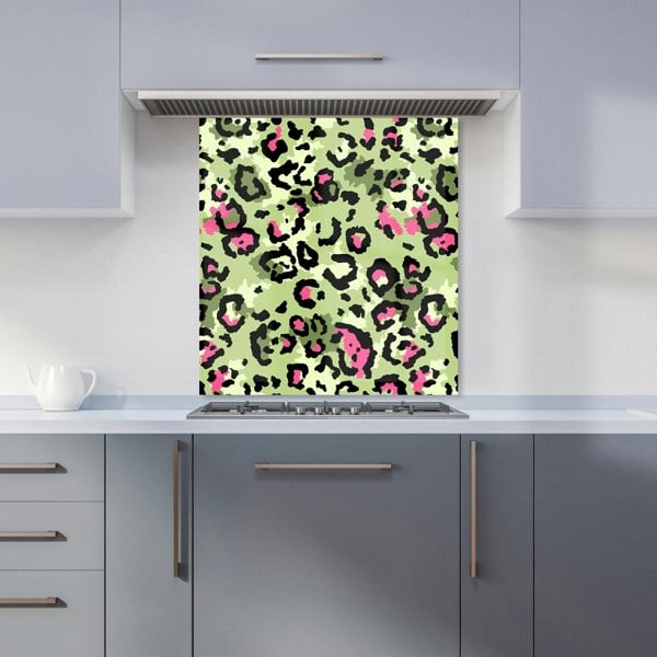 Warren Reed - Designer Green And Pink Leopard Print Kitchen Splashback