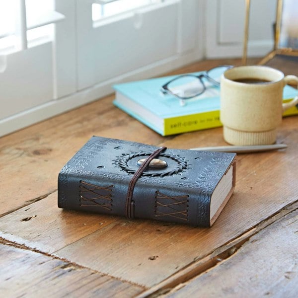 Paper High Indra Medium Embossed Leather Journal with Semi-Precious Stone