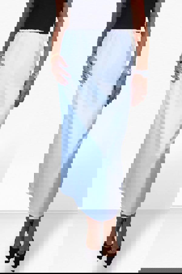 Paulo Due Women's Midi Maxi Matte Satin Skirt Elasticated Waist