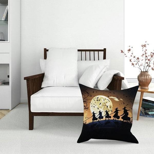 Warren Reed A Group Of Witches Riding Broomsticks Floor Cushion