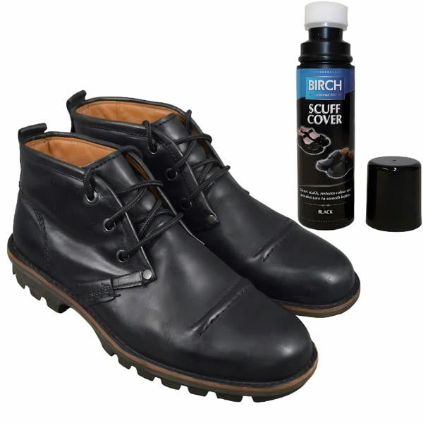 BIRCH Black Scuff Cover - Conceals Scratches & Scuffs on Leather Shoes 75ml