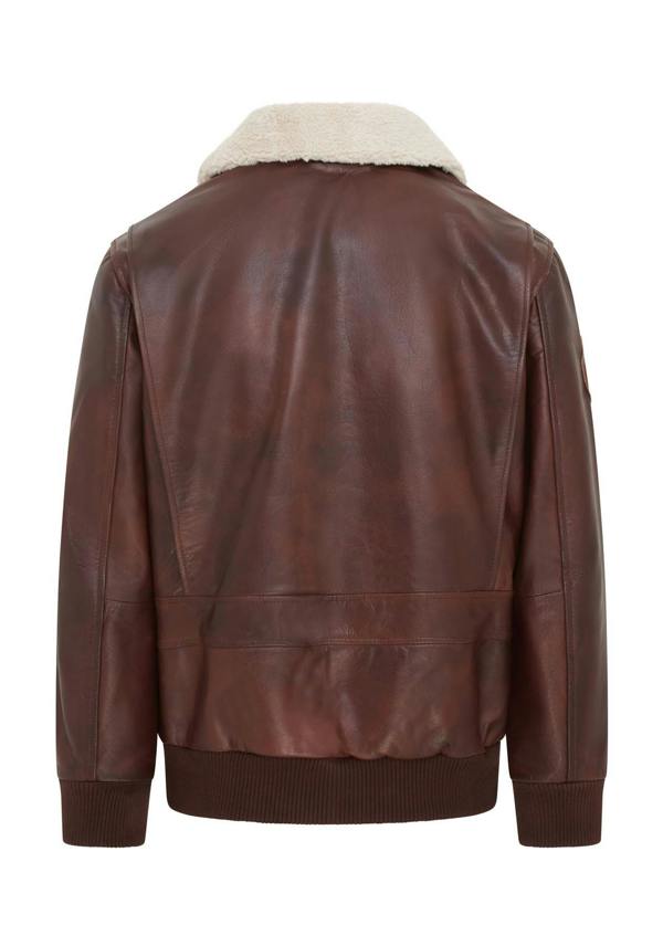 Infinity Leather Mens Brown Cowhide Leather Aviator Bomber Jacket - Akhiok