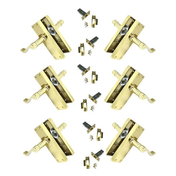 EDH Door Hardware Door Handles Brass Plated Victorian Scroll lever Latch Modern Handles 6 Pairs +
