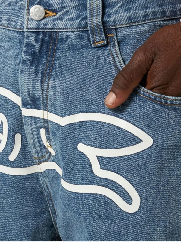 Icecream Check Lined Running Dog Denim Jeans - Mens