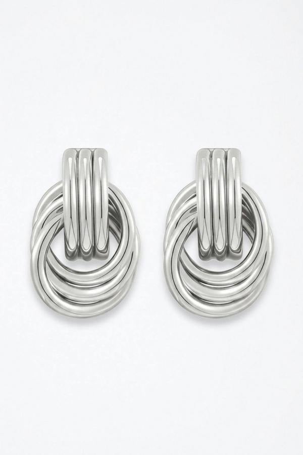 Serla Silver Double Knot Earrings