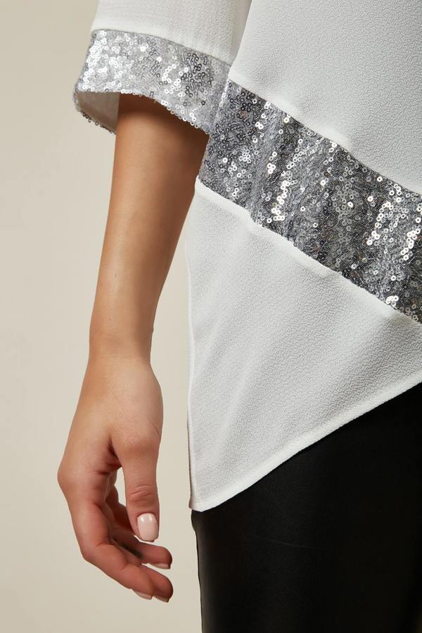 Hoxton Gal Oversized Sequin Detail Top In White