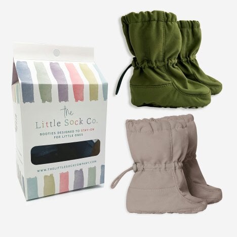 Little Sock Co. 2 Pack of All Weather Stay-on Booties - Showerproof & Windproof - 0-6 month - Thor + Haze