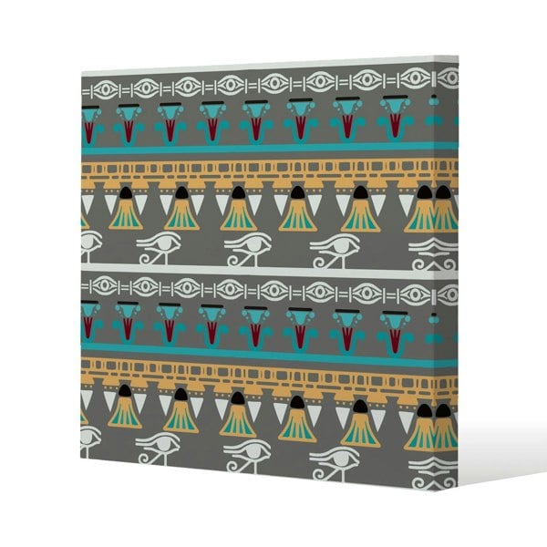 Benjamin Tate Design Tribal art, Egyptian vintage ethnic silhouettes Slim Style Canvas Print  75x75cm , 15mm Slim Real wood.