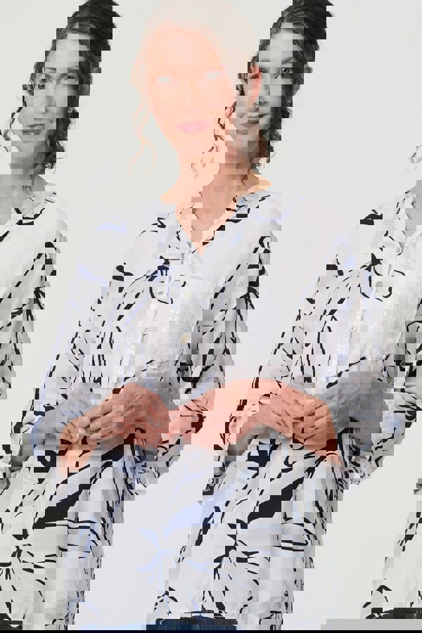 White | Floral Sequin Detail Relaxed Blouse
