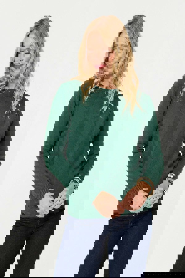 Green | Textured Long Sleeve Slim Knit Jumper
