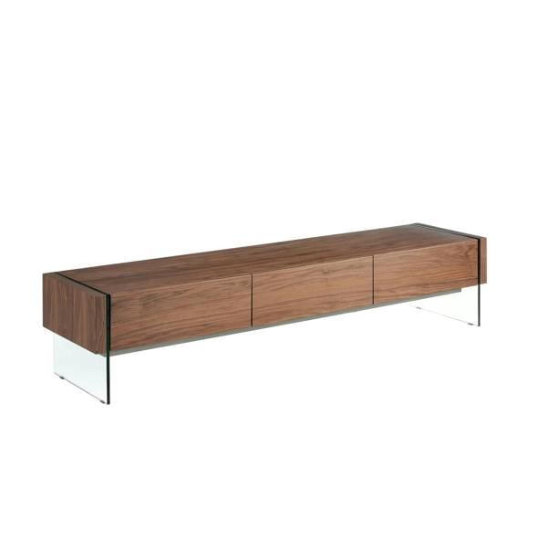 Angel Cerdá Walnut and Tempered Glass TV Stand 3085