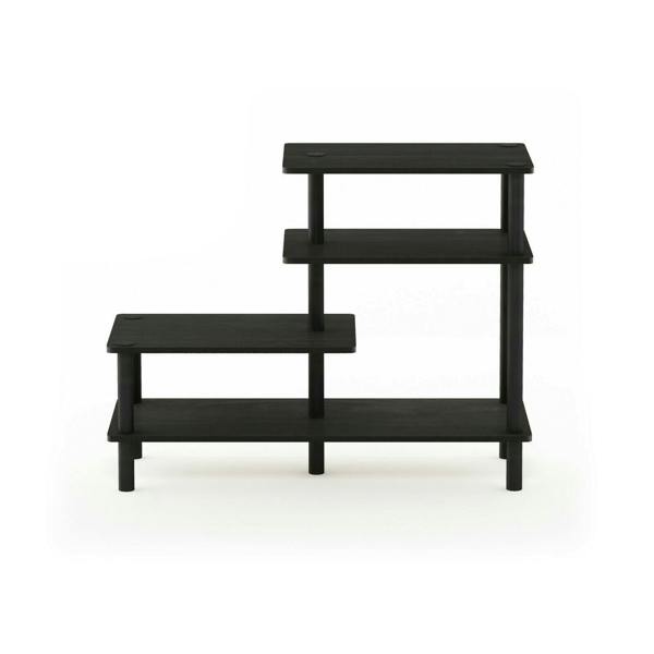 WALPLUS Modern Turn-N-Tube 3-Tier Side Display Rack, Espresso/Black for Bedroom