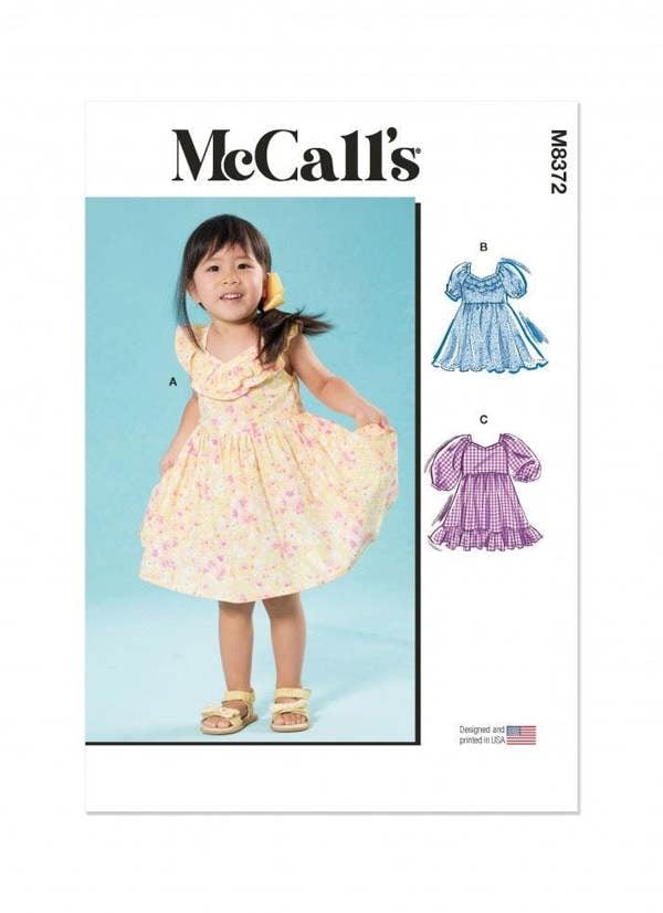 McCalls 8372 Paper Sewing Pattern – Kids' Dress, Size 1 / 2-4, Intermediate