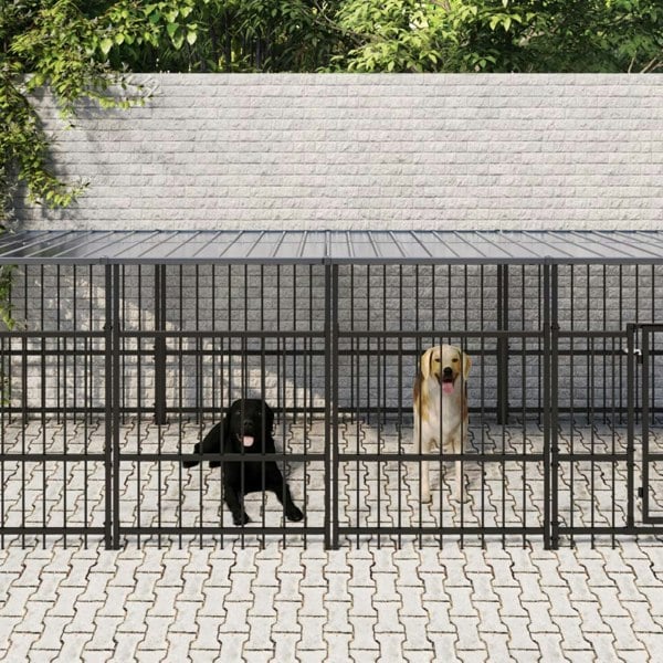 Berkfield Outdoor Dog Kennel with Roof Steel 7.51 m�__